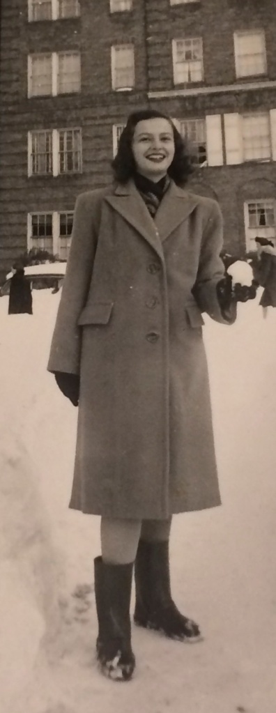 Age 16. Across the street from 41 Kew Gardens Road, Kew Gardens, New York. December 1947.